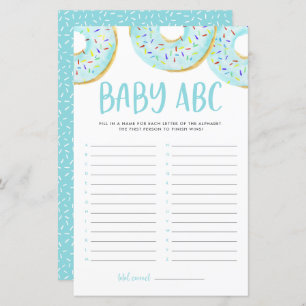 Blue Watercolor Donuts Baby ABC Baby Showspiel