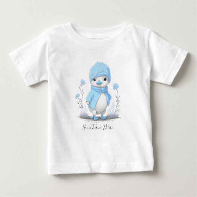 Blue Watercolor Duck Baby T - Shirt (Vorderseite)