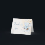 Blue Watercolor Elephant Baby Shower Dankeskarte<br><div class="desc">Send a sweet note of gratitude with this charming baby shower thank you card. A gentle watercolor elephant swinging on a fluffy cloud under soft golden stars creates a dreamy nursery scene. Thoughtfully designed to match a baby boy celebration and help you thank guests in the cutest way.</div>