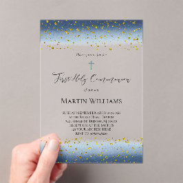  blue watercolor First Communion  Acryleinladungen