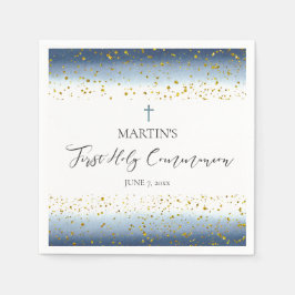 blue watercolor  First Communion Serviette