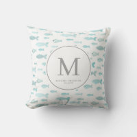 Blue Watercolor Fish Baby Boy Kinderzimmer Monogra