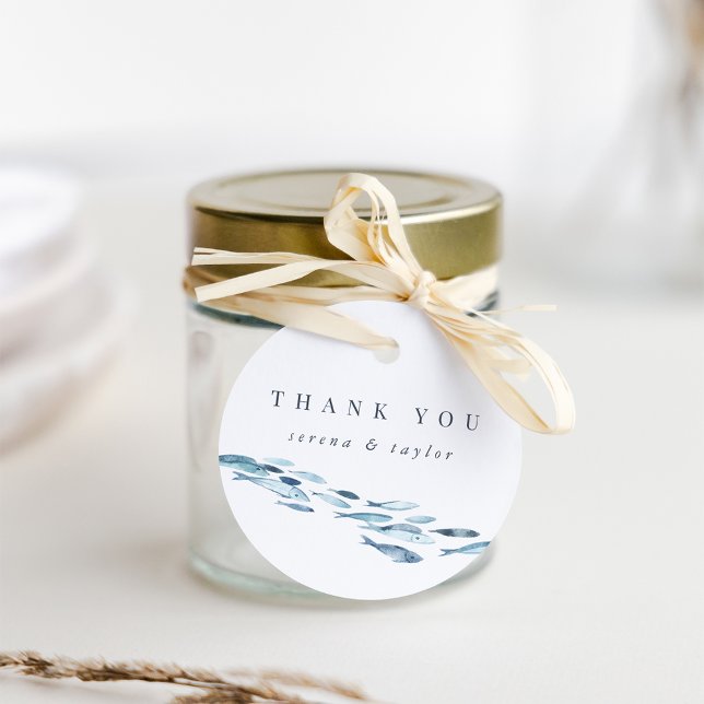 Blue Watercolor Fish Gastgeschenk Hochzeit Geschenkanhänger (Von Creator hochgeladen)