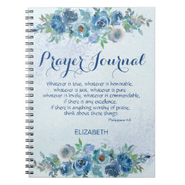 Blue Watercolor Floral Bible Name Gebet Journal Notizblock