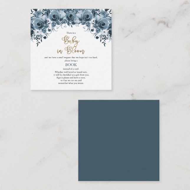 Blue Watercolor Floral Boy Babybuchanfrage Begleitkarte (Vorne/Hinten)