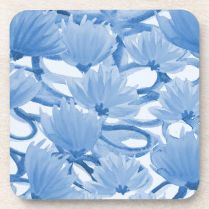 Blue Watercolor Floral Design Getränkeuntersetzer
