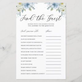 Blue Watercolor Floral Finden Sie das Gast-Duschsp