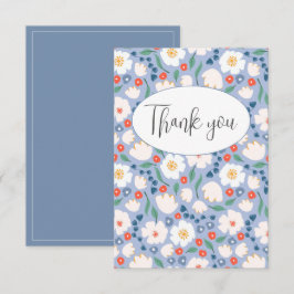 Blue Watercolor Floral Floral Flor Danke Karte