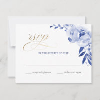 Blue Watercolor Floral Imitate Fossil UAWG Postkar