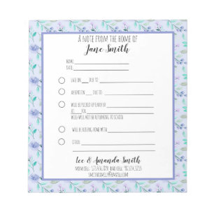 Blue Watercolor Floral School Note 1 Kind Notizblock