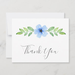 Blue Watercolor Floral Swag Danke Karte