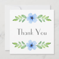Blue Watercolor Floral Swag Danke Karte