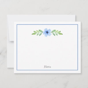 Blue Watercolor Floral Swak Note Card Mitteilungskarte