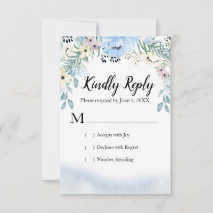 Blue Watercolor Floral UAWG Response Cards RSVP Karte