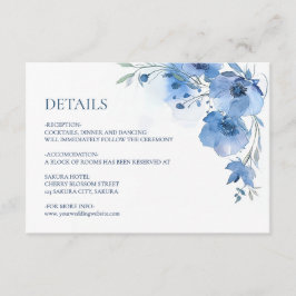 Blue Watercolor Flower Details Begleitkarte