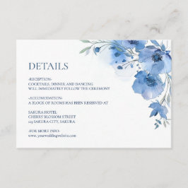 Blue Watercolor Flower Details Begleitkarte