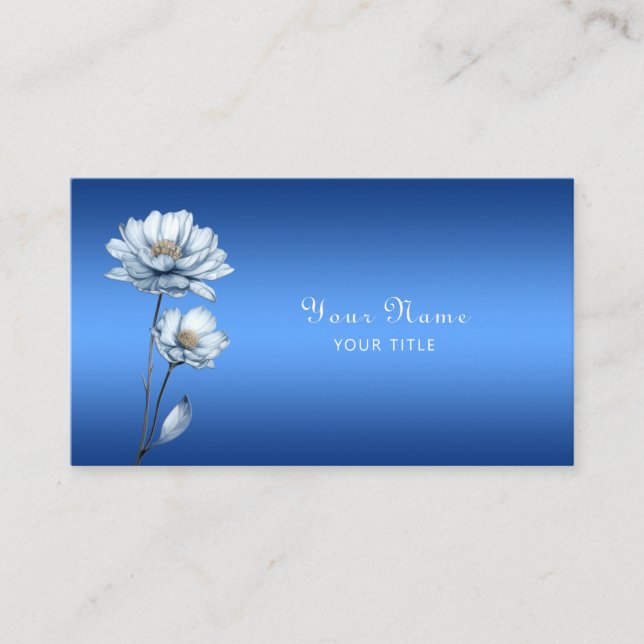 Blue Watercolor Flowers Business Card Visitenkarte (Vorderseite)