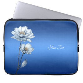Blue Watercolor Flowers Laptop Sleeve
