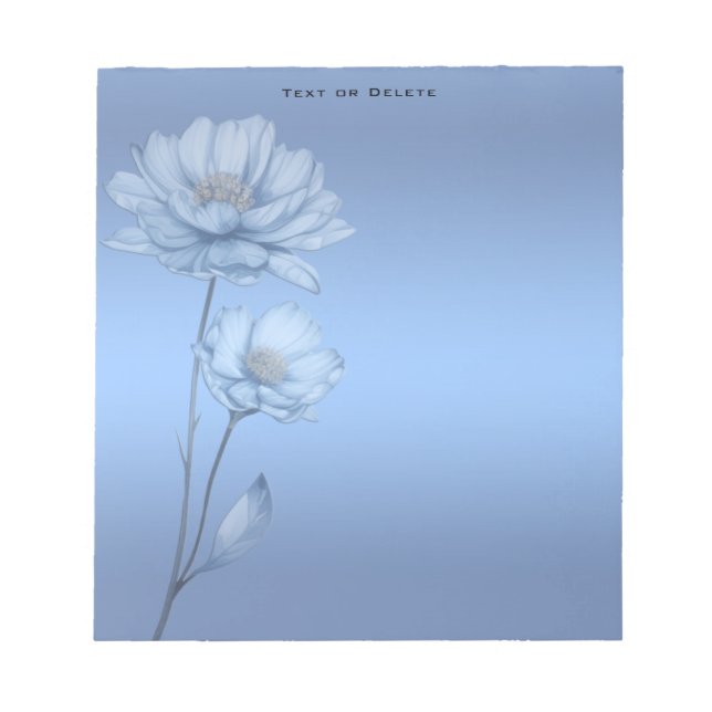 Blue Watercolor Flowers Notepad Notizblock (Vorderseite)