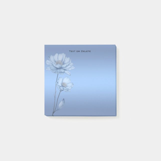 Blue Watercolor Flowers Post it Notes Post-it Klebezettel (Vorderseite)