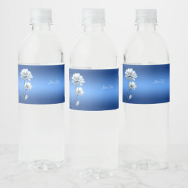 Blue Watercolor Flowers Water Bottle Label Wasserflaschenetikett