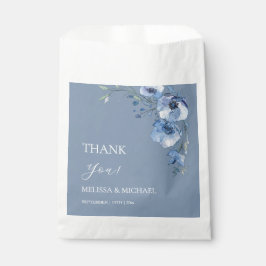 Blue Watercolor Flowers Wedding Thank You Square  Geschenktütchen