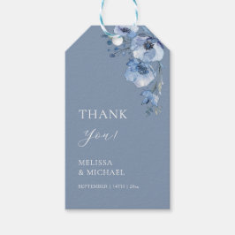 Blue Watercolor Flowers Wedding Thank You Square S Geschenkanhänger
