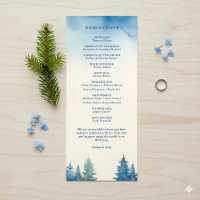 Blue Watercolor Forest Moderne Natur Hochzeit