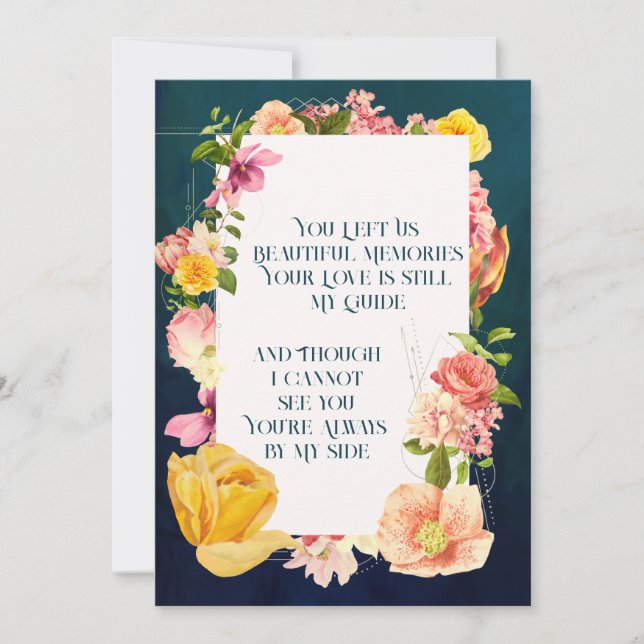 Blue Watercolor Funeral Program Vibranal Floral Einladung (Vorderseite)