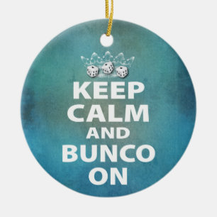 Blue Watercolor Funny Bunco Keramikornament