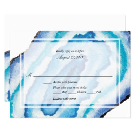 Blue Watercolor Geodes Wedding RSVP