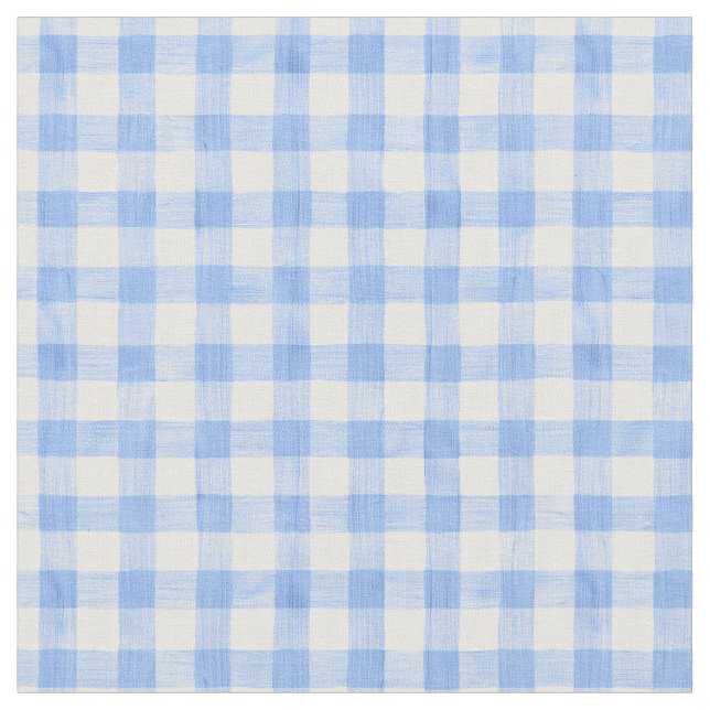 Blue Watercolor Gingham Fabric Stoff (Nahaufnahme)