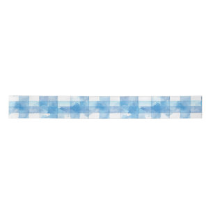 Blue Watercolor Gingham Satinband