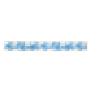 Blue Watercolor Gingham Satinband