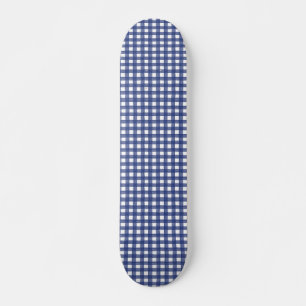 Blue Watercolor Gingham Skateboard
