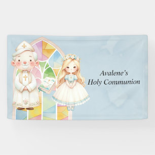 Blue Watercolor Girl 1. Kommune Banner