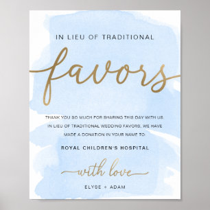 Blue Watercolor Gold anstelle eines Favoriten-Zeic Poster