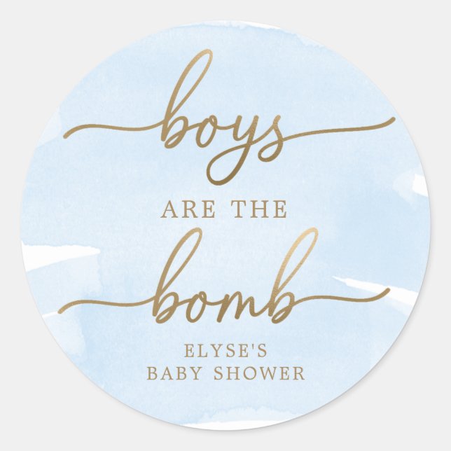 Blue Watercolor Gold Bath Bomb Gefallen Sticker (Vorderseite)
