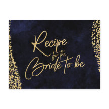 Blue Watercolor & Gold Bride Recicard