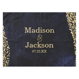 Blue Watercolor & Gold Glam Wedgram Monogram Tischdecke