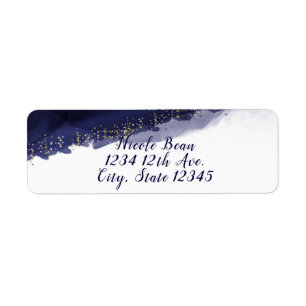 Blue Watercolor Gold Moderne Elegante