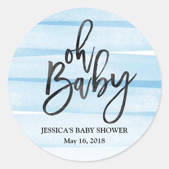 Blue Watercolor Gradient Oh Baby Shooting Sticker (Vorderseite)
