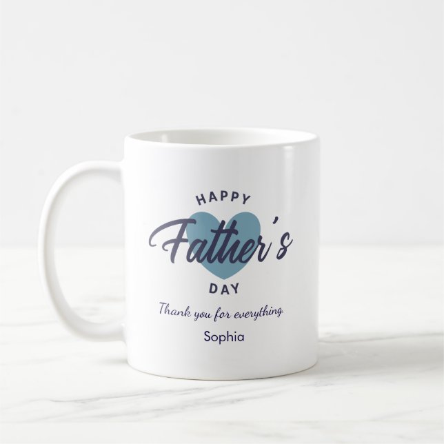 Blue Watercolor Happy Father’s Day Personalized  Kaffeetasse (Links)
