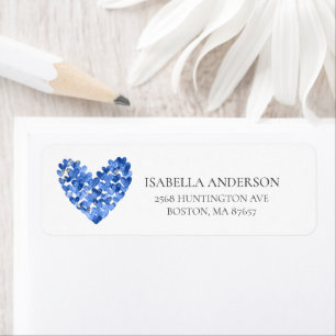 Blue Watercolor-Harzen geben das Adressenlabel zur