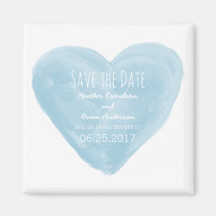 Blue Watercolor Heart Save the Date Magnet
