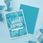 Blue Watercolor Hearts Sweet 16 Geburtstagsparty Einladung<br><div class="desc">Diese trendige Blue Watercolor 16 . Geburtstag Birthday Party-Einladung besticht durch Herzen vor einem blauen Aquarell-Hintergrund. Die Karte hat ein blaues Punktmuster auf der Rückseite. Karo andere Sweet 16 Artikel hier https://www.zazzle.com/rosewoodandcitrus/sweet 16?rf=238364477188679314 Personalisieren Sie diese Einladung, indem Sie den Platzhaltertext in der Vorlage ersetzen, um Ihre Informationen hinzuzufügen. Für weitere...</div>