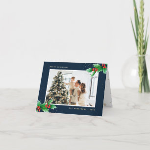 Blue Watercolor Holly Berries Foto Weihnachten