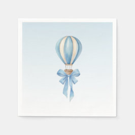 Blue Watercolor Hot Air Balloon Boy Baby Shower Serviette