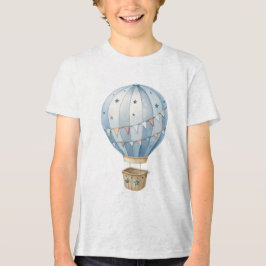 Blue Watercolor Hot Air Balloon Stars Nursery Baby Tri-Blend Shirt