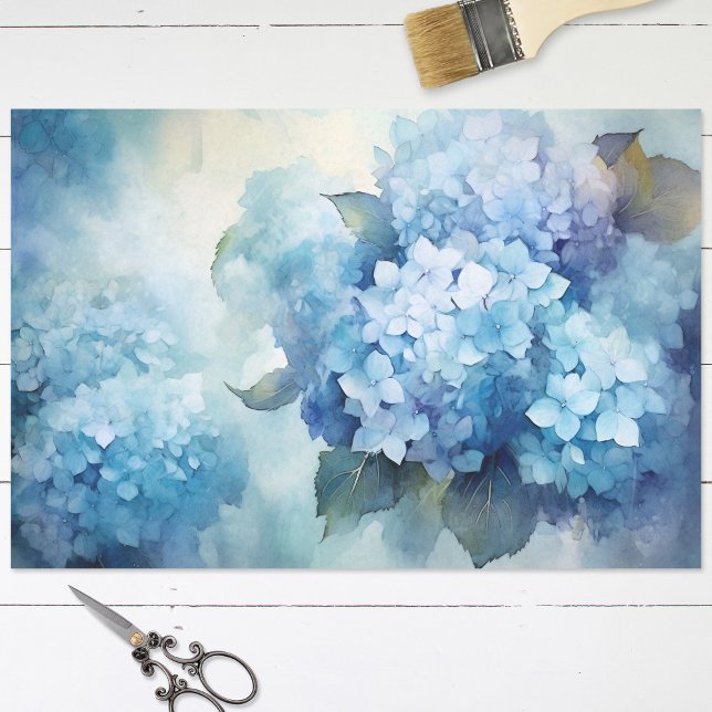 Blue Watercolor Hydrangea Decoupage Seidenpapier (Von Creator hochgeladen)